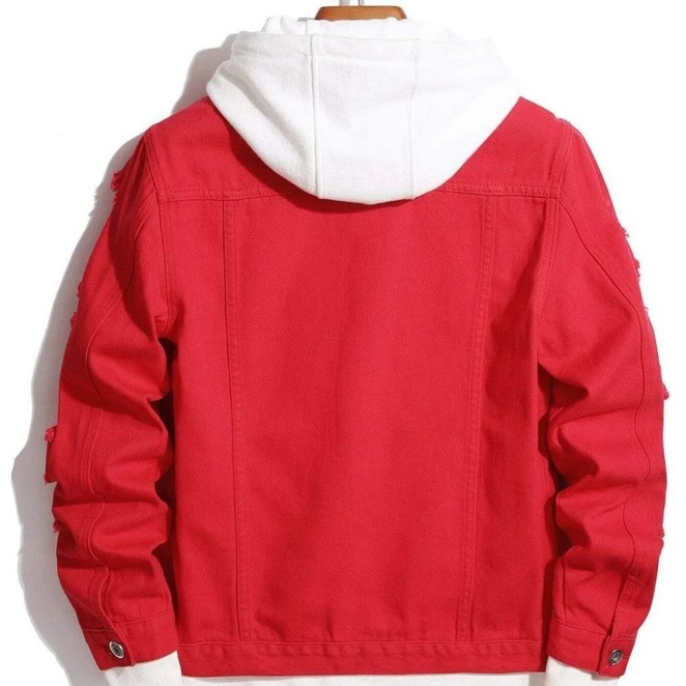 Red Mens Denim Jacket - Picture 2 of 5